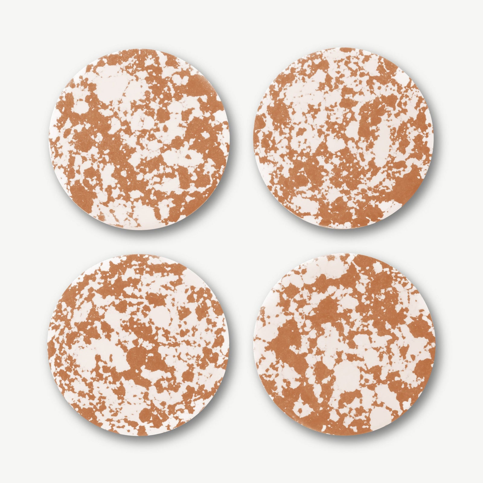 Rock Set of 4 Round Coasters, Caramel and White