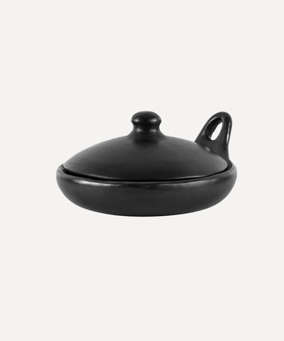 Handmade Black Clay Sauté Pan — Colombian Chamba cookware, main view