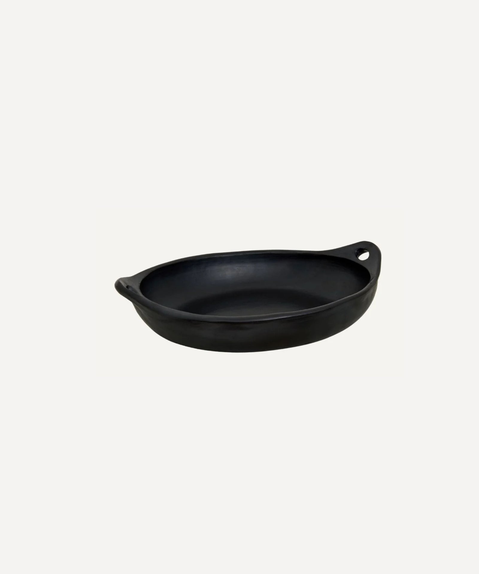 Chamba Roasting Dish top-down view showing hand-polished black clay finish
