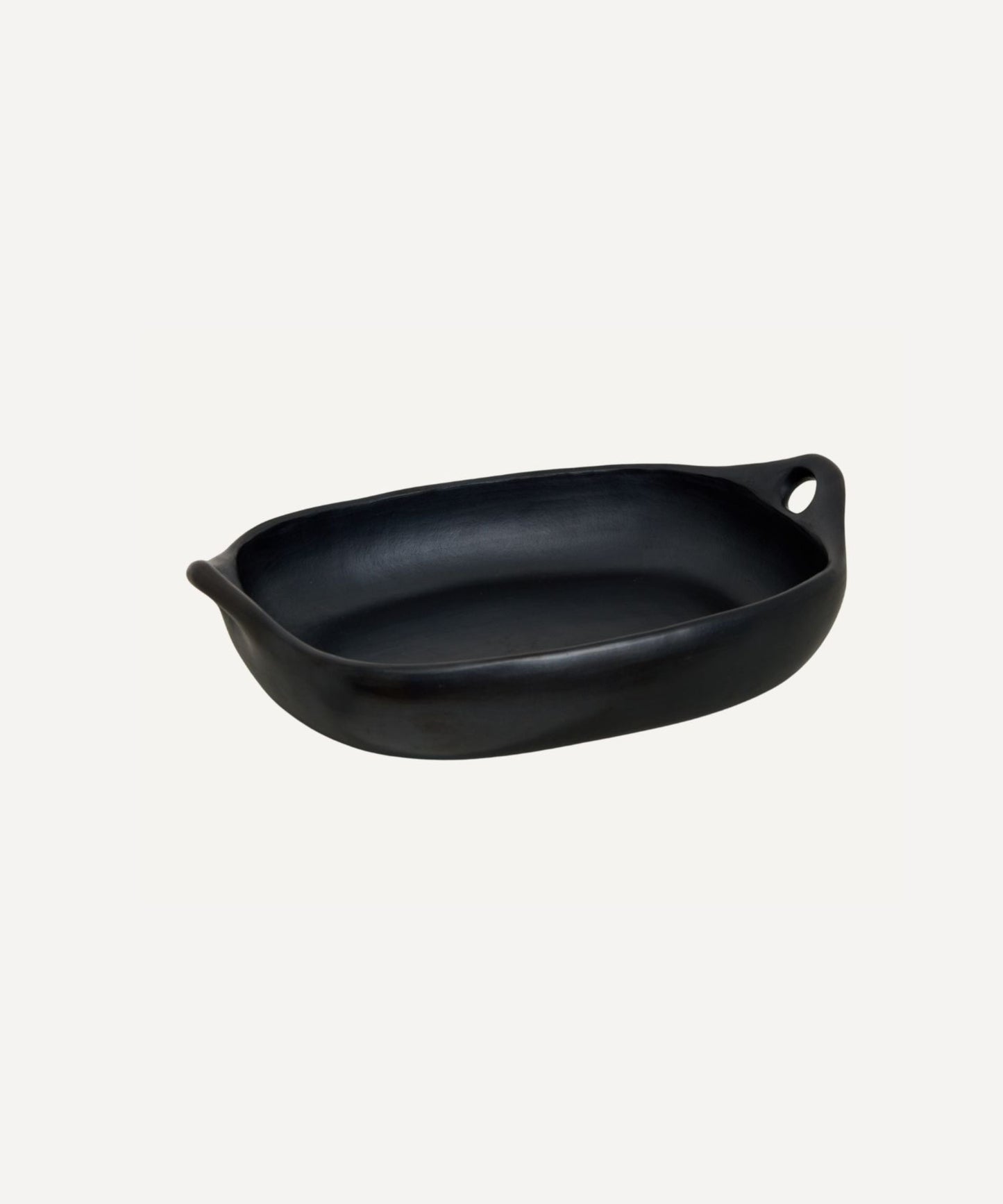 Chamba Gratin Dish top-down view — oven-to-table Colombian black pottery