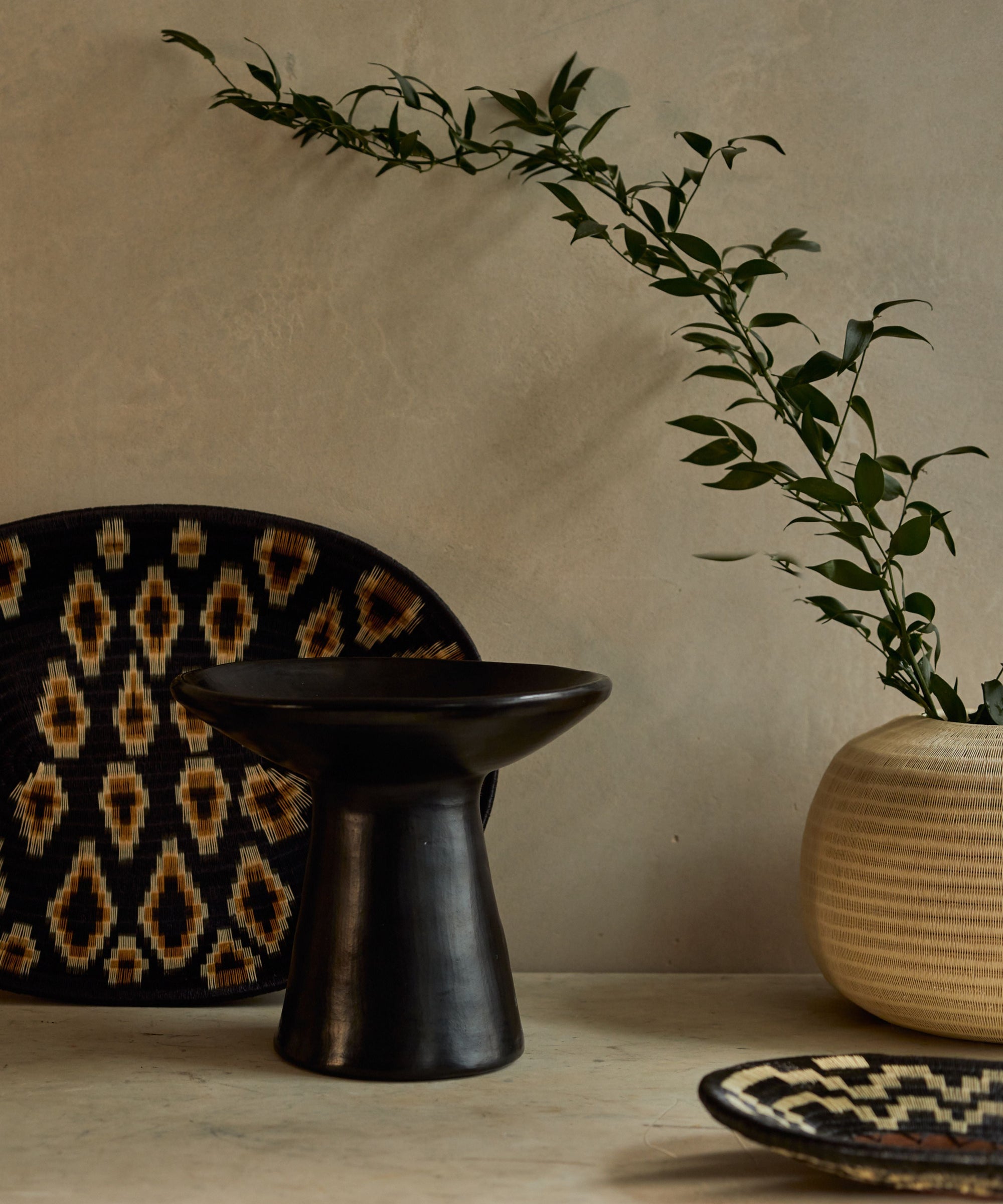 Chamba Centrepiece top-down view — handmade Colombian black pottery