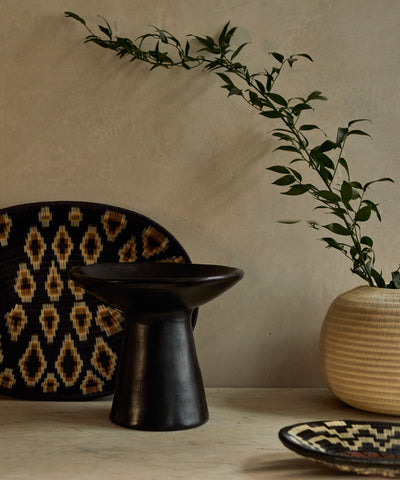 Chamba Centrepiece top-down view — handmade Colombian black pottery