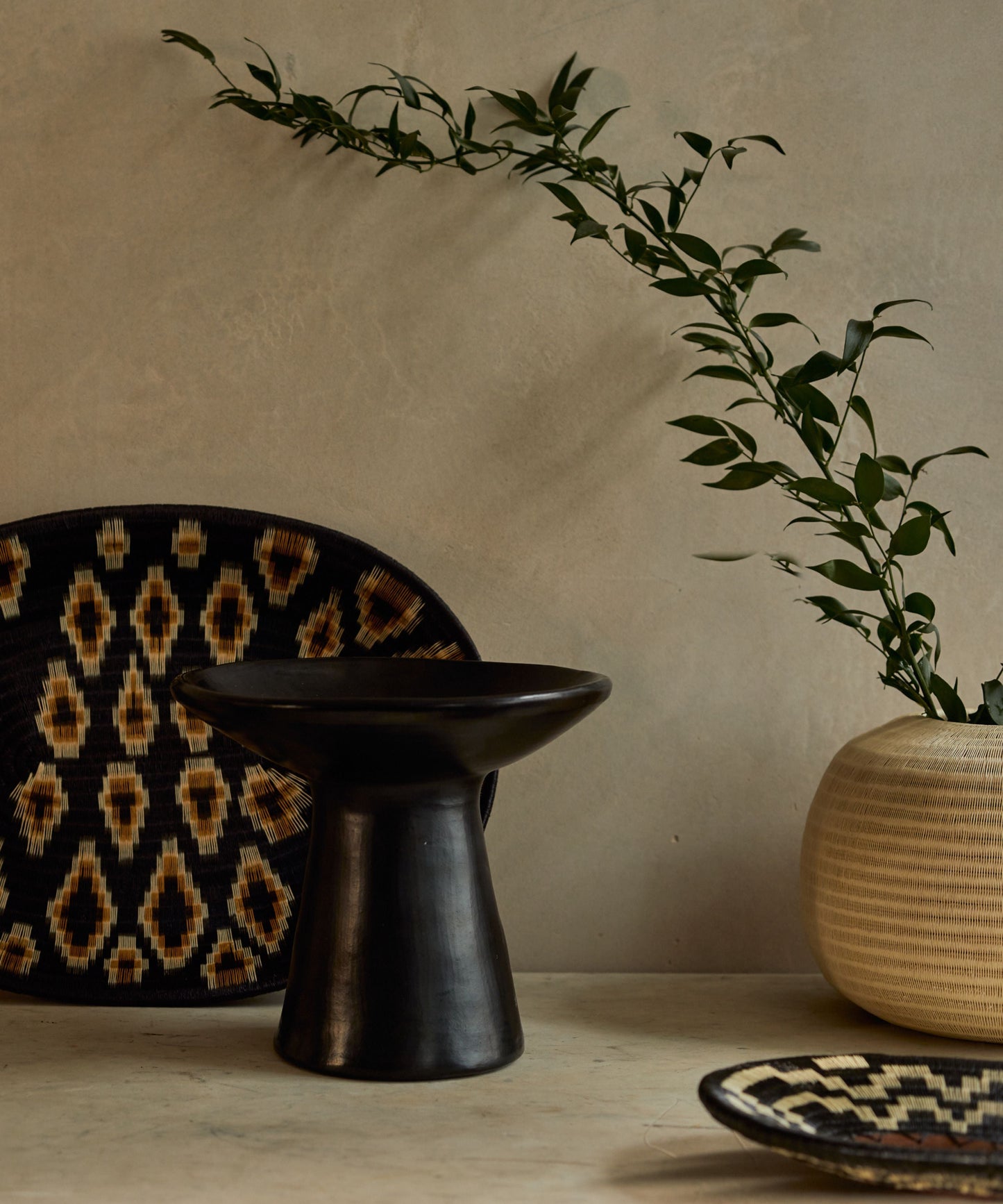 Chamba Centrepiece top-down view — handmade Colombian black pottery