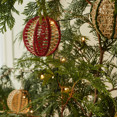 Iraca palm Christmas baubles styled for the festive season