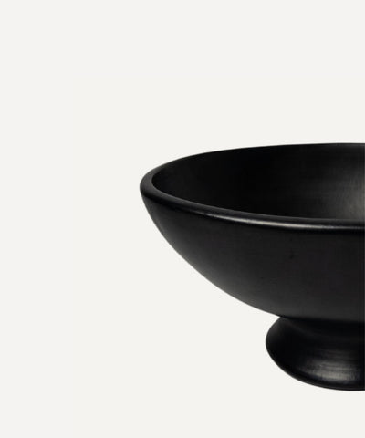 Chamba Oval Fruit Bowl top-down view — La Chamba Colombian black pottery