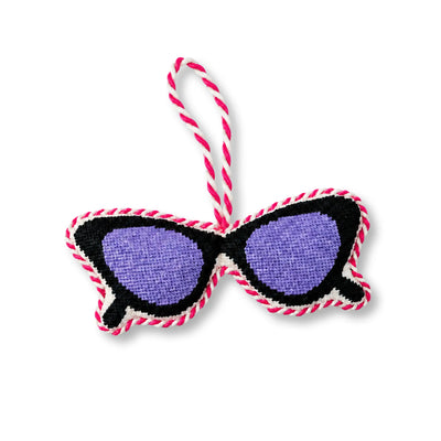 Needlepoint Icon Ornament - Cat Eye Sunglasses - Furbish Studio