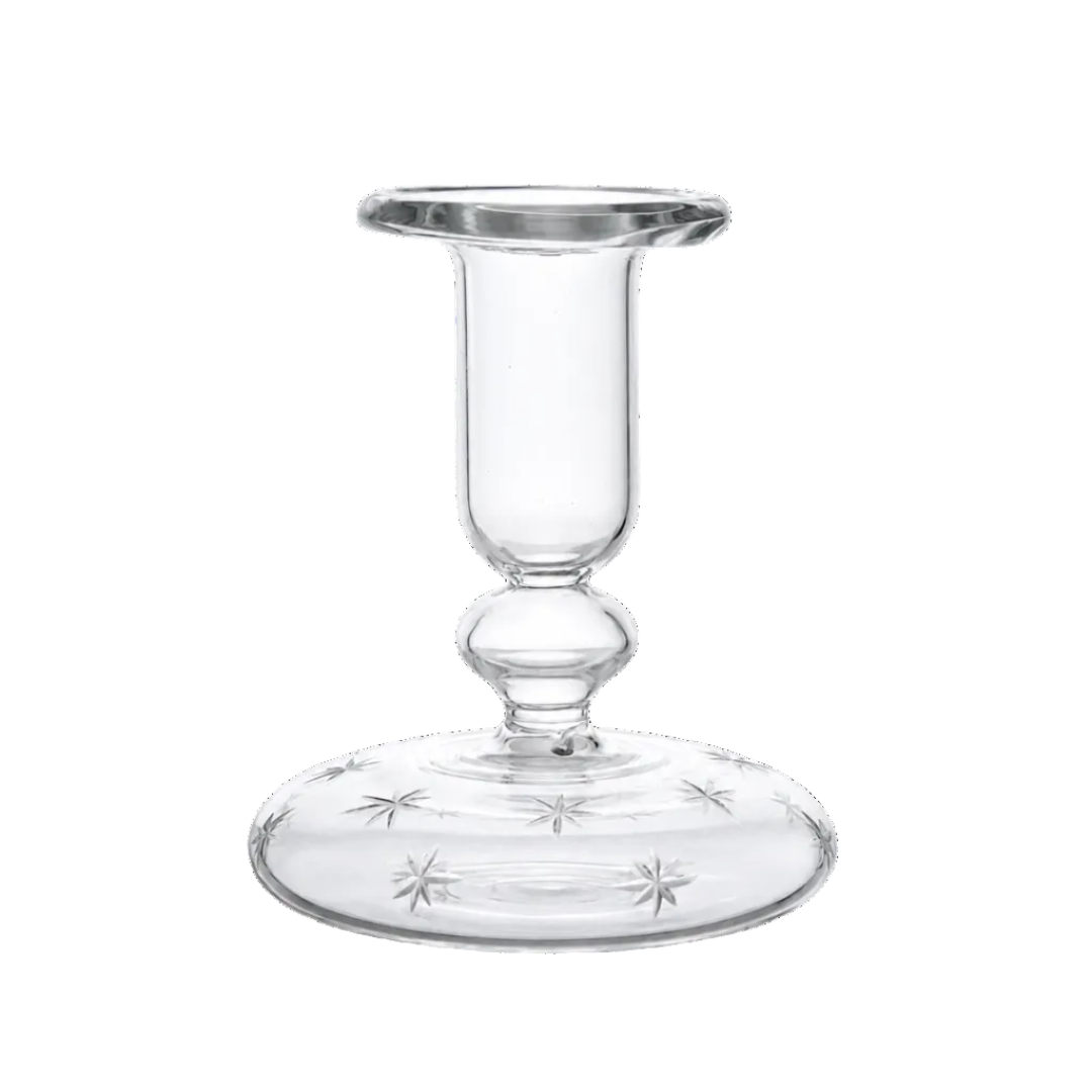 Celestial Glass Candle Holder hand Etched Stars IssyGranger