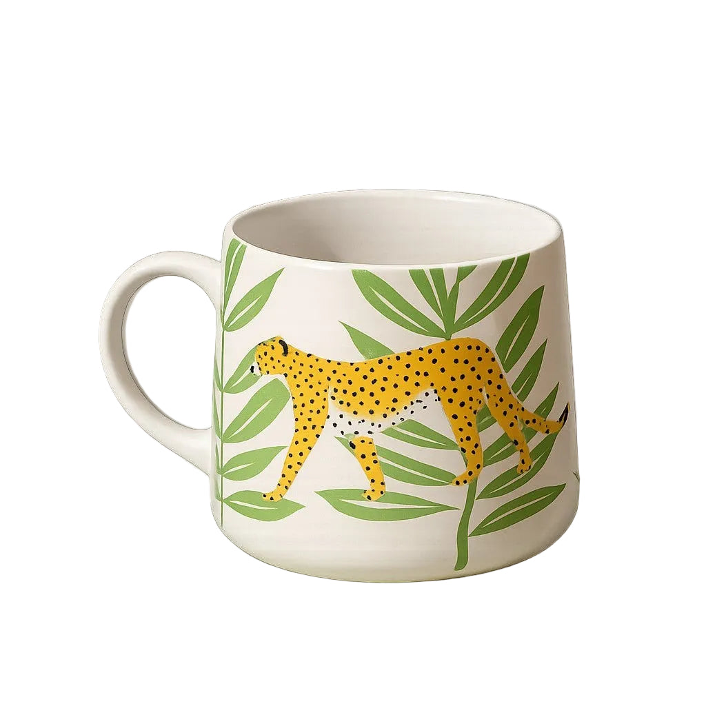 Off White Cheetah Coffee Mug | Handpainted Ceramic | 10oz (Set of 2)