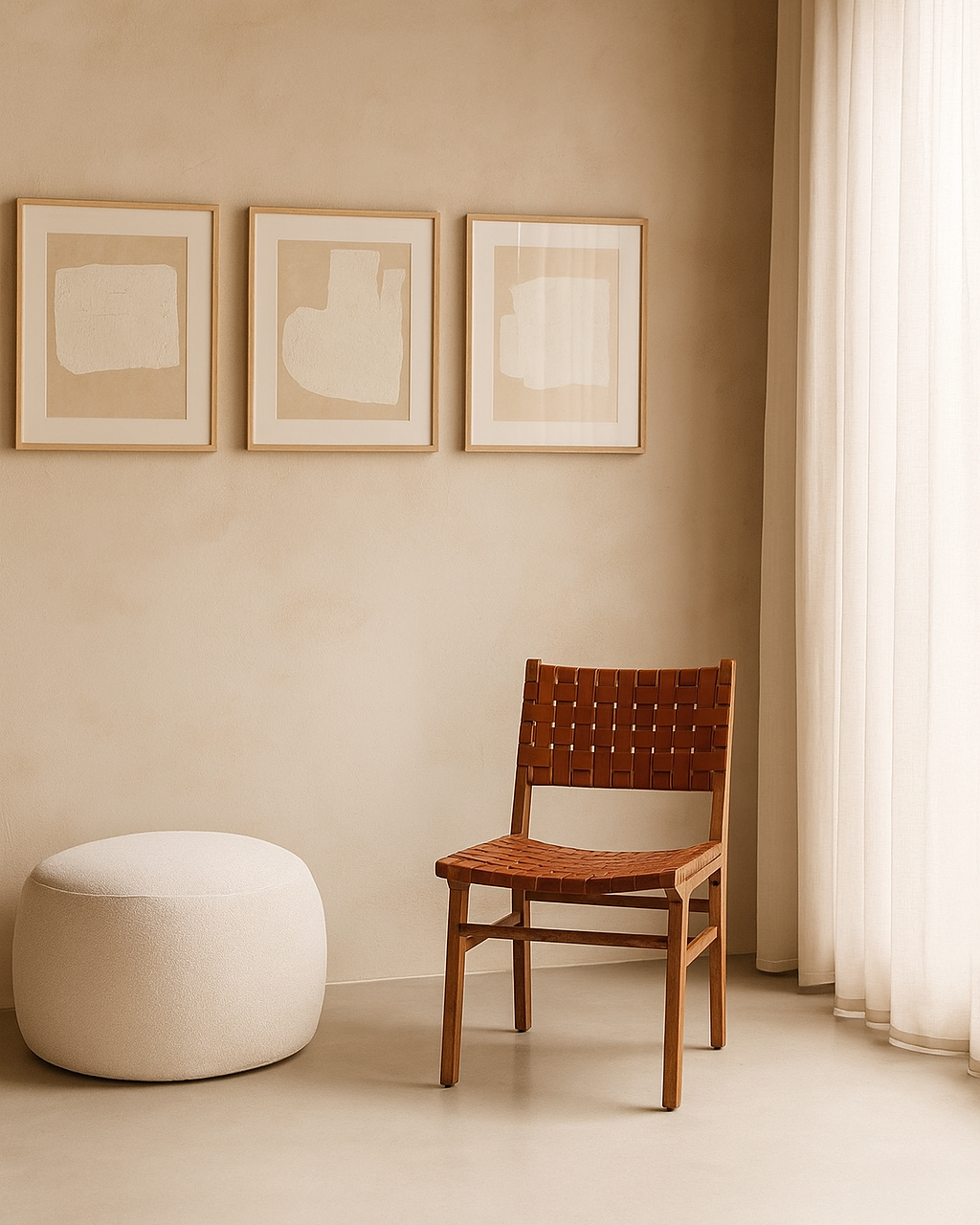 Lucca Wood Chair with Brown Faux-Leather Seat