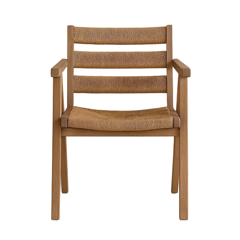 Genova Solid Elmwood Chair with Natural Hemp-Fibre Seat and Back