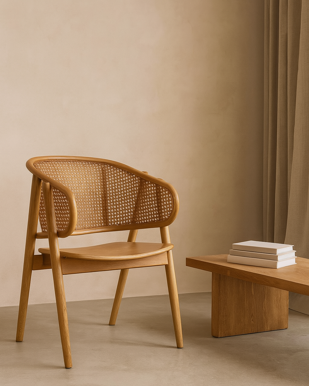 Siena Elmwood Chair with Natural Rattan Back