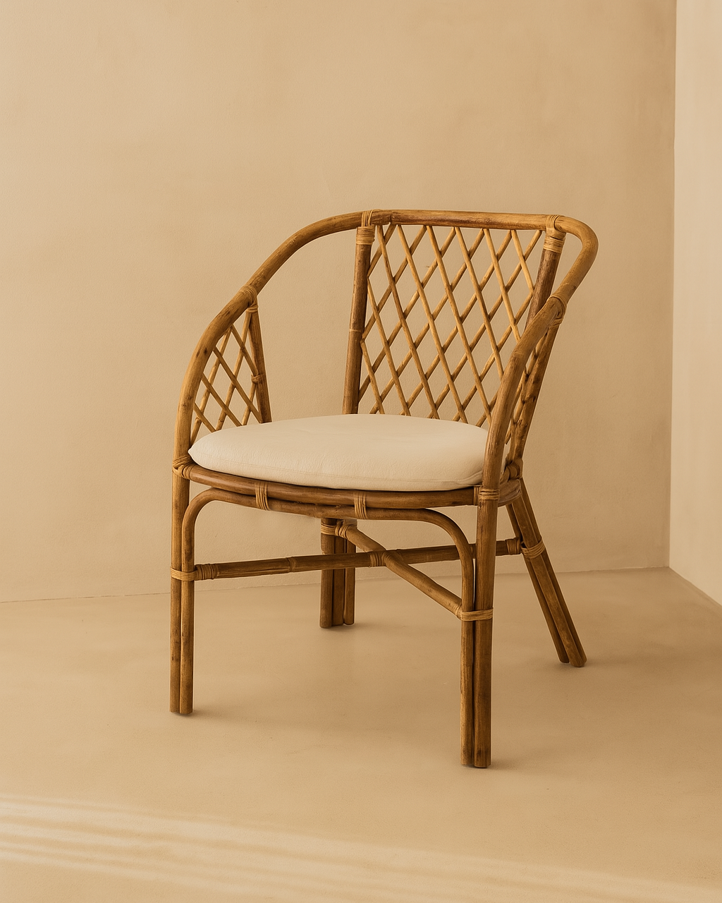 Anzio Rattan Chair with White Canvas Cushion