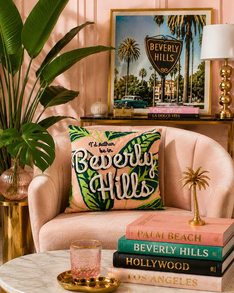 Beverly Hills | Needlepoint Travel Inspired Pillow