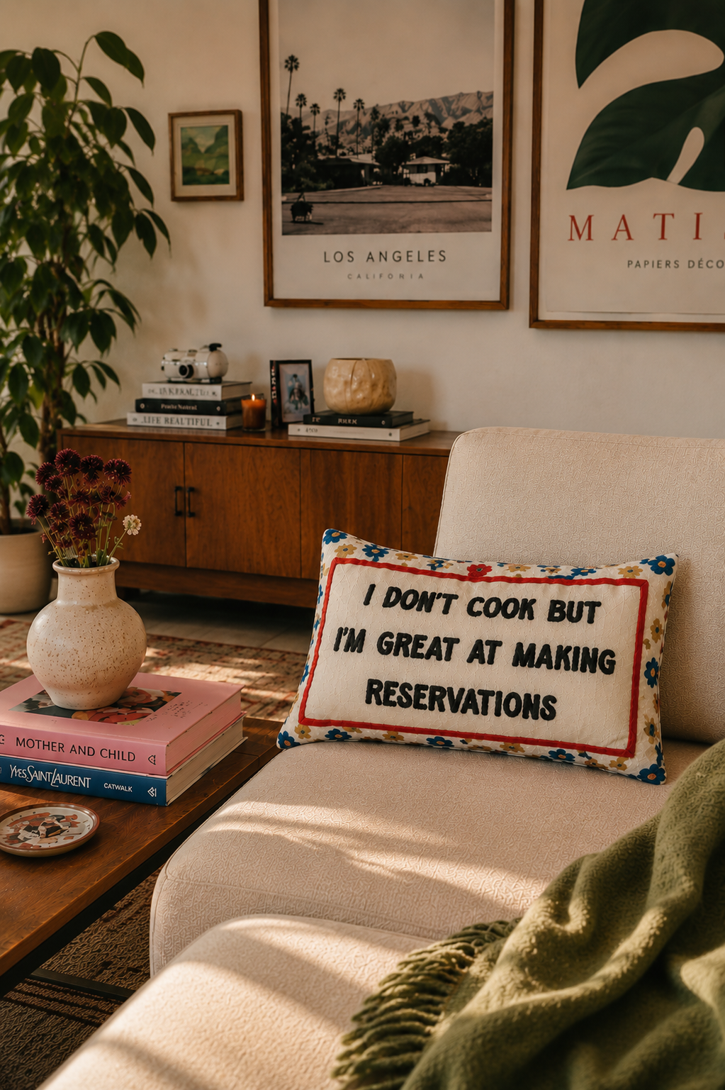 Funny Needlepoint Pillow – I Don’t Cook But I’m Great at Making Reservations