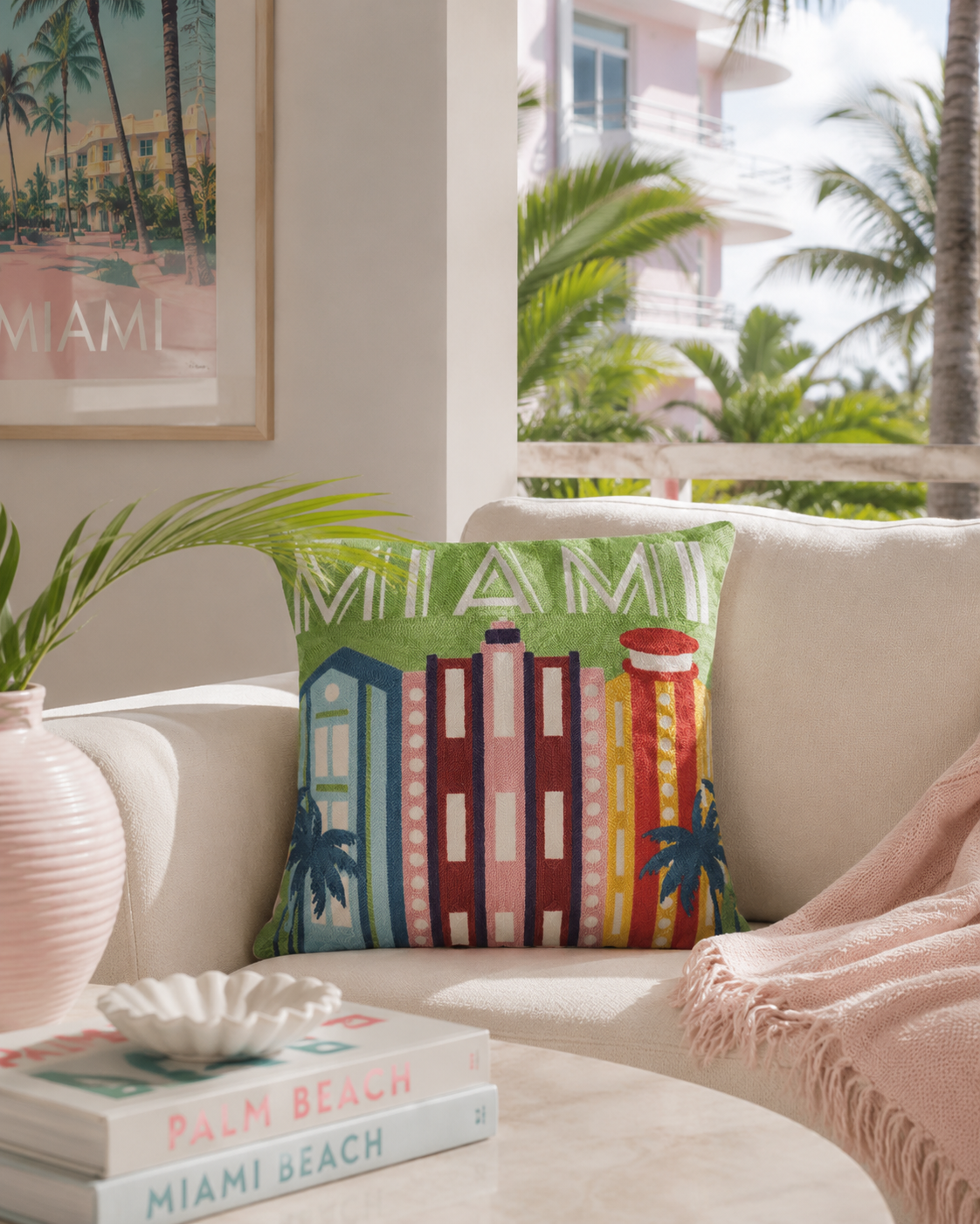 Miami | Needlepoint Travel Inspired Pillow