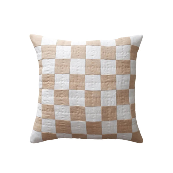 Chequered Cushion in Cream