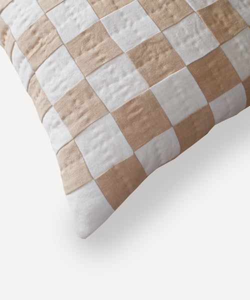 Chequered Cushion in Cream