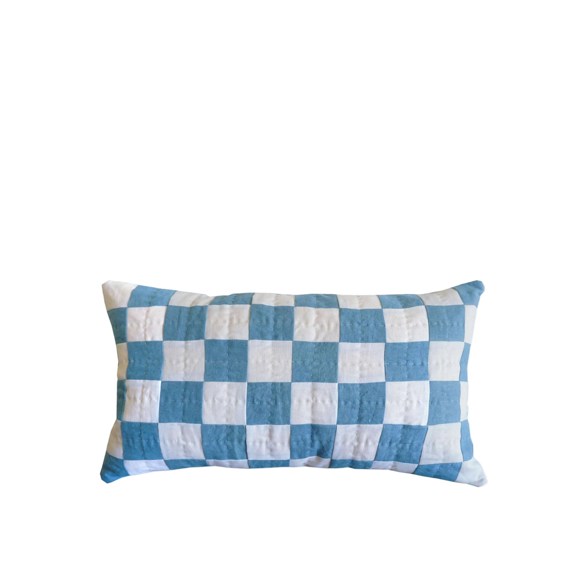 Chequered Cushion in Blue