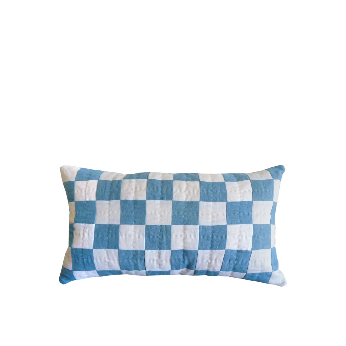 Chequered Cushion in Blue