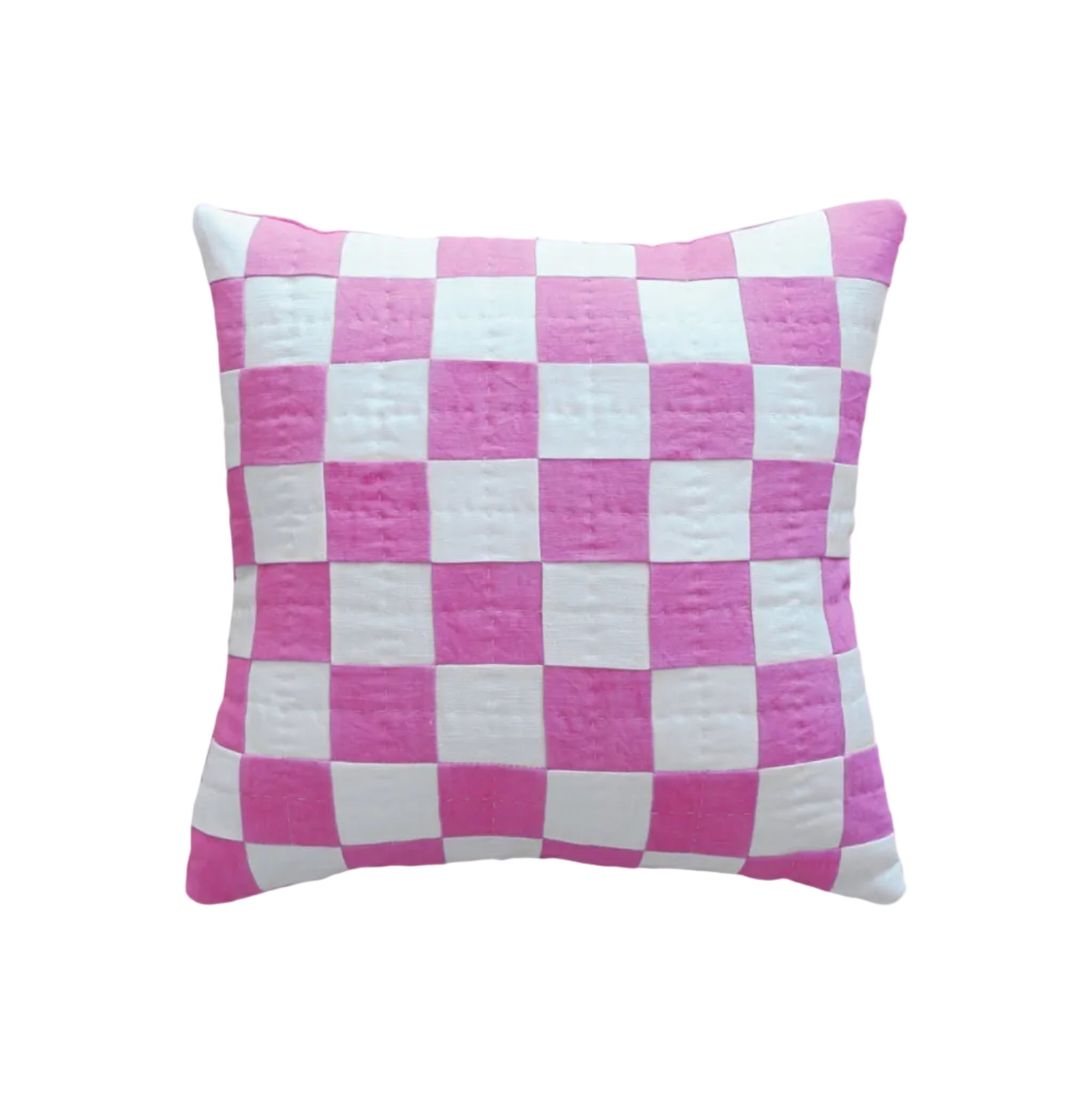 Chequered Cushion in Pink