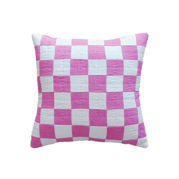 Chequered Cushion in Pink