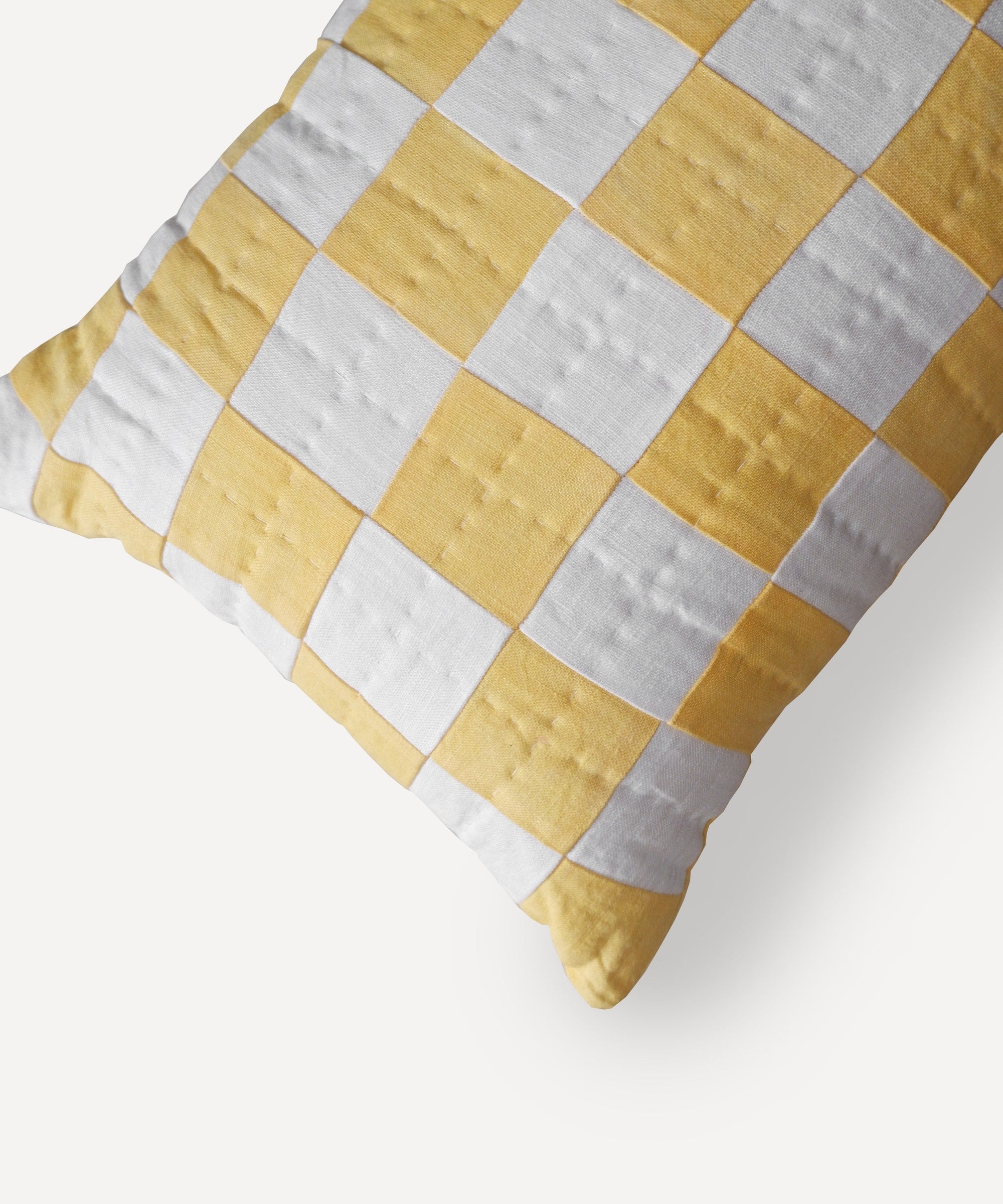 Chequered Cushion in Yellow