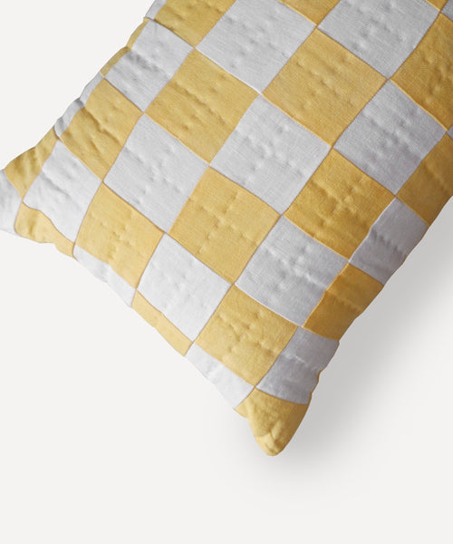 Chequered Cushion in Yellow