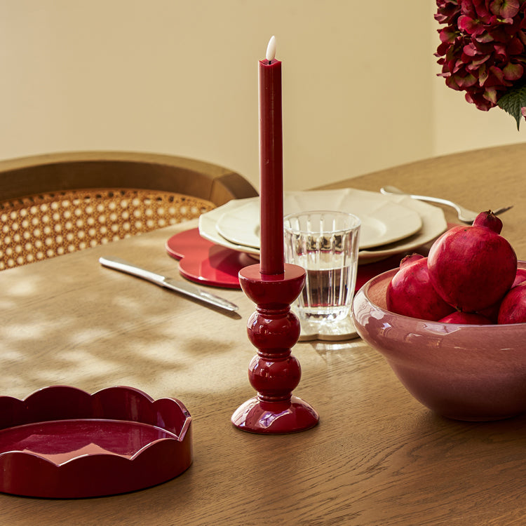 Medium Cherry Bobbin Candlestick - 14cm-
