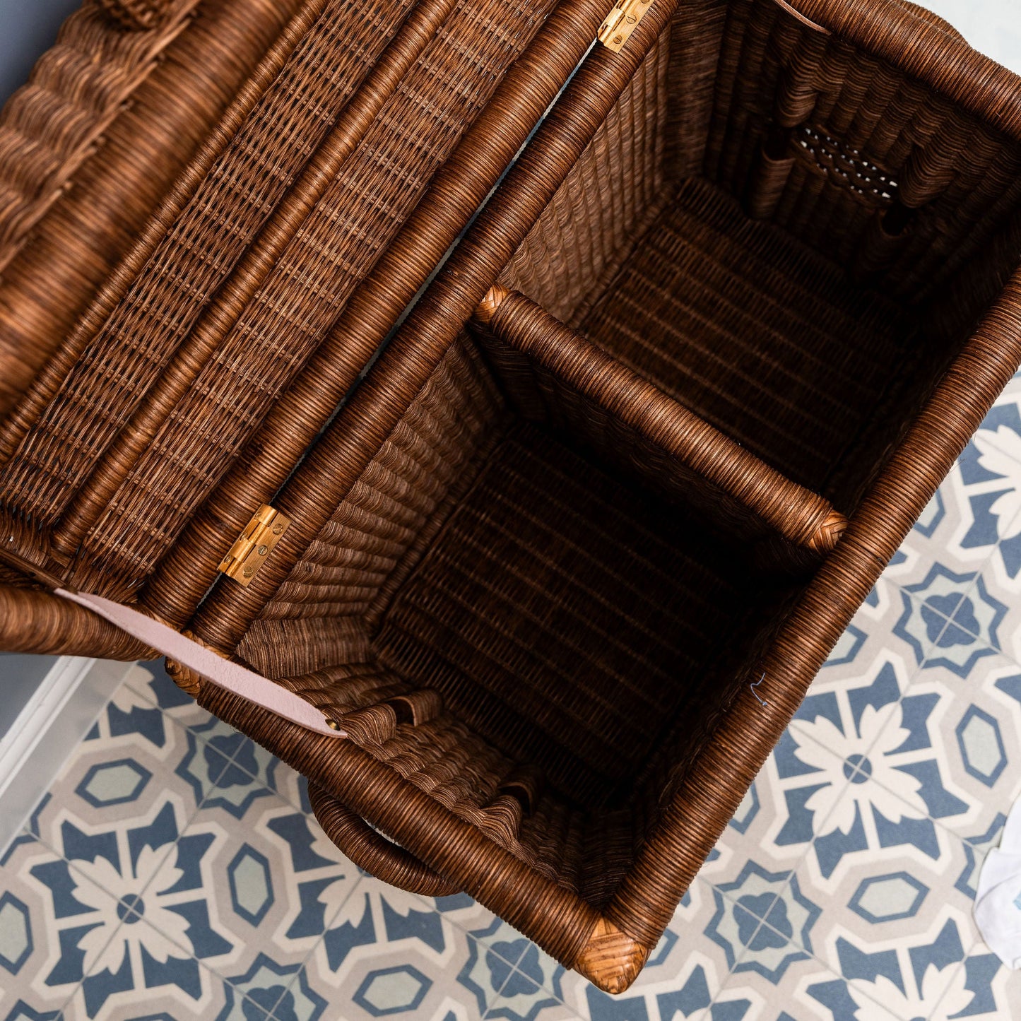 Chest Rattan Laundry Basket, Teak
