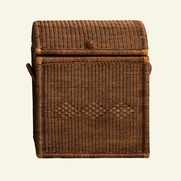 Chest Rattan Laundry Basket, Teak