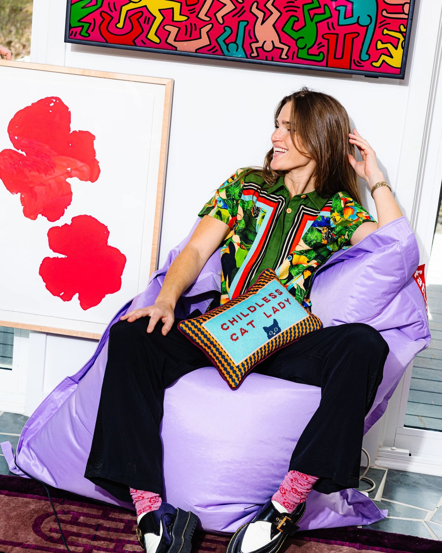 Childless Cat Lady Needlepoint Pillow - Furbish Studio