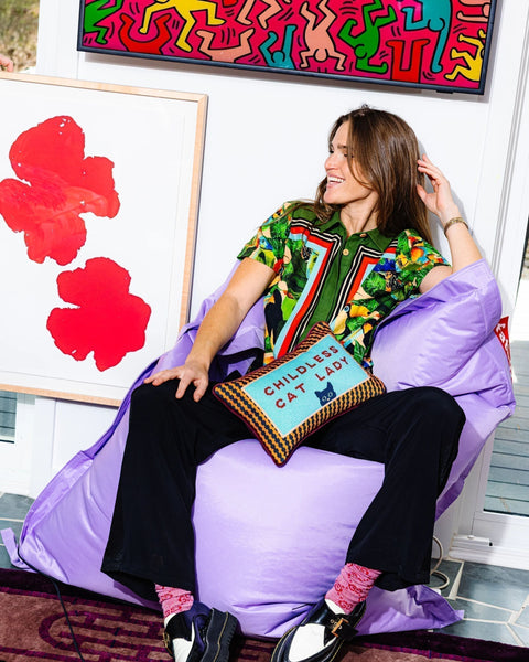 Childless Cat Lady Needlepoint Pillow - Furbish Studio