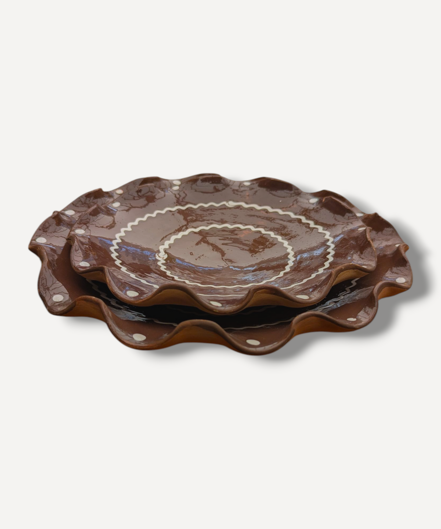 Chocolate Brown - Large Ripple Servings Plate / 25cm