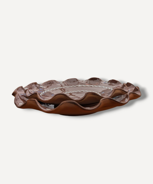 Chocolate Brown - Large Ripple Servings Plate / 25cm