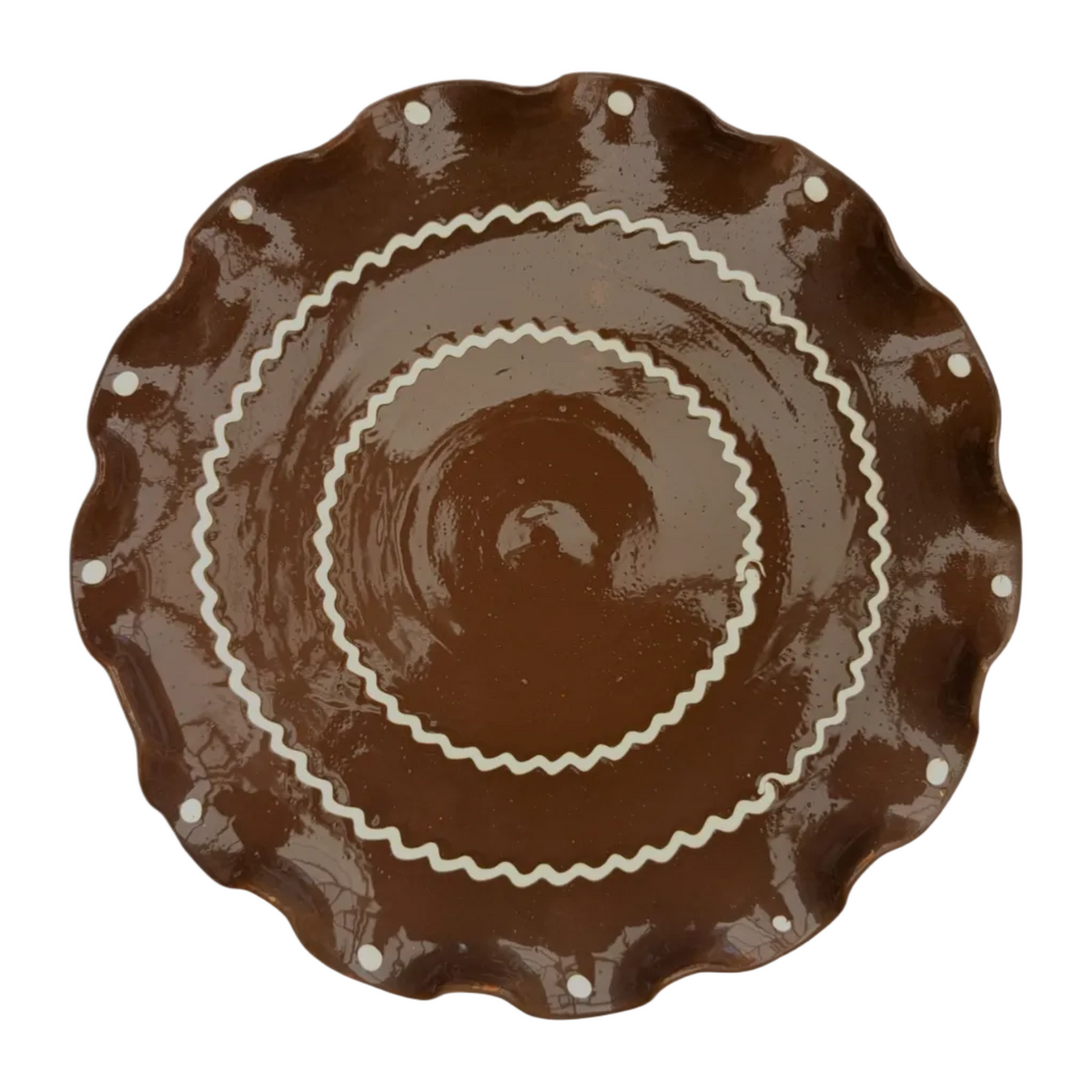 Chocolate Brown - Large Ripple Servings Plate / 25cm