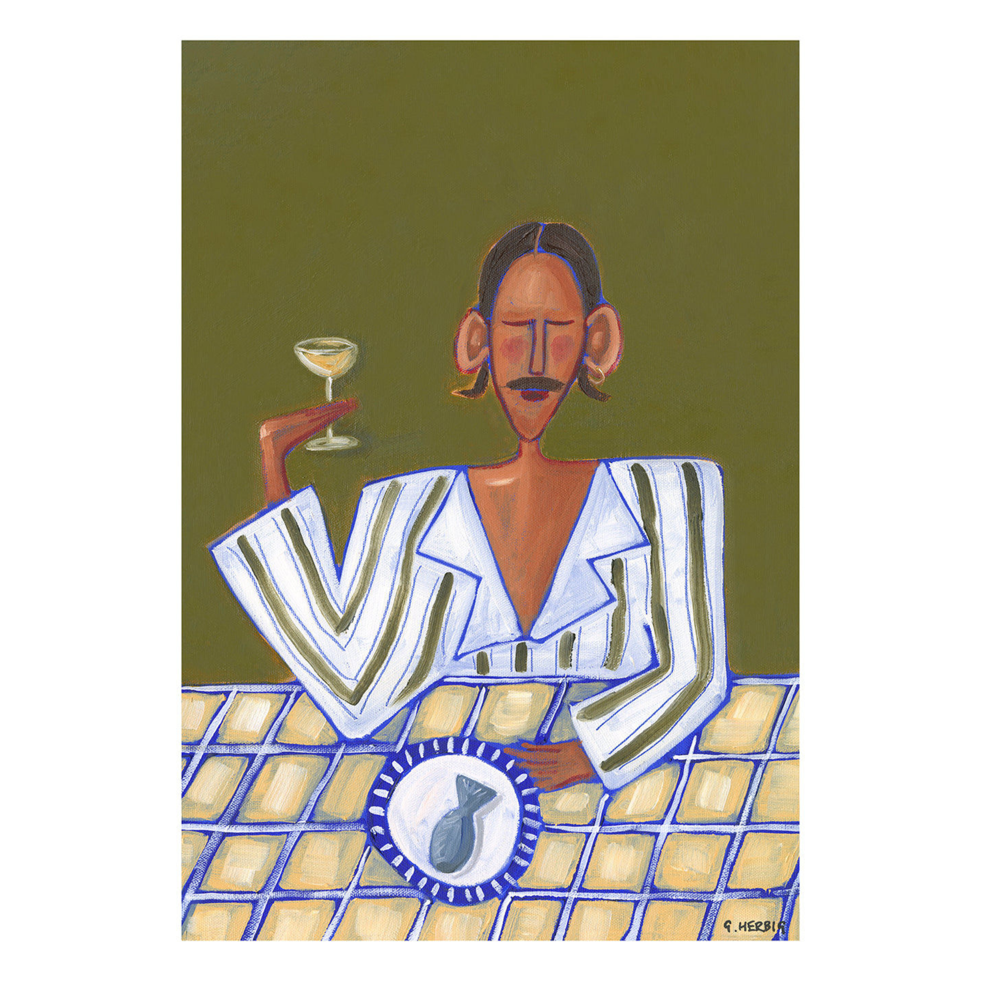 Green Stripe Shirt Art Print