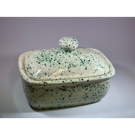 Butter Dish with Lid - Speckled Green Glaze