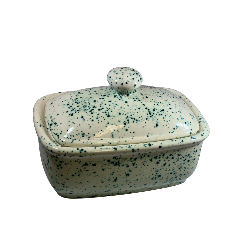 Butter Dish with Lid - Speckled Green Glaze