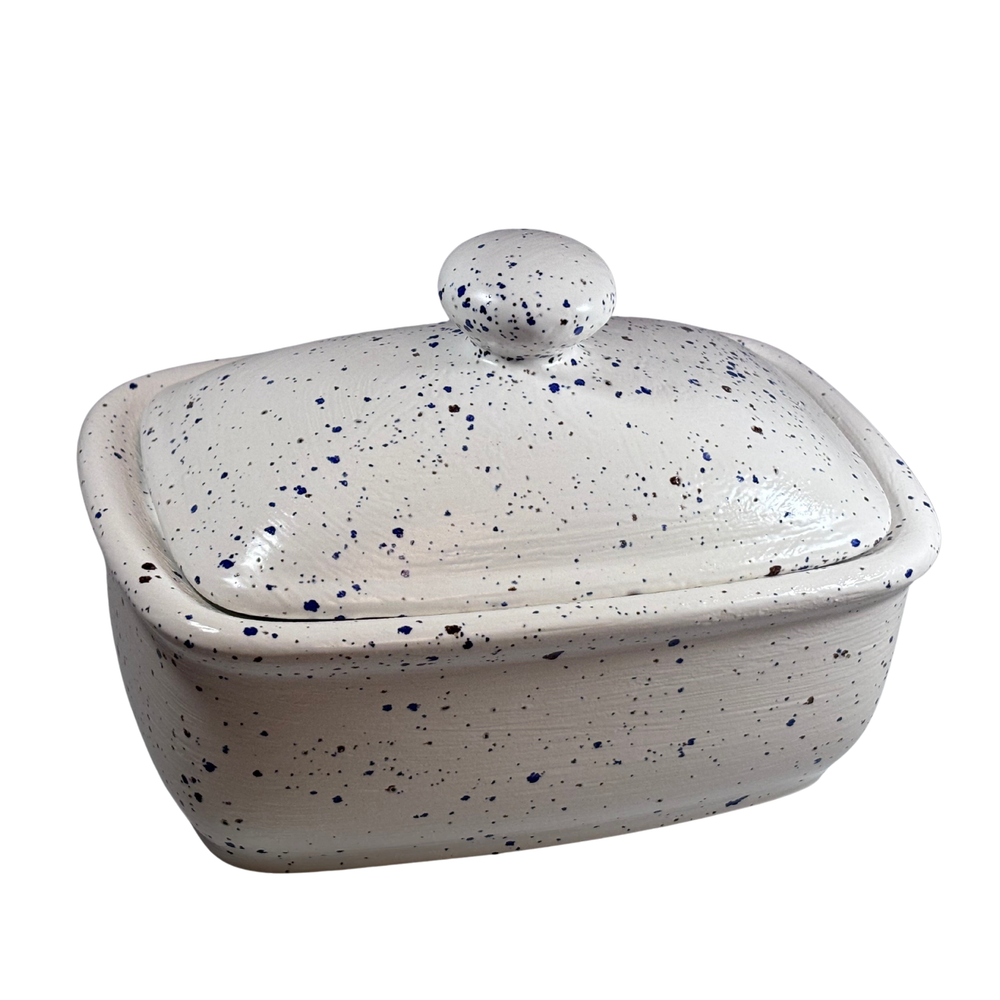 Butter Dish with Lid - Speckled Blue