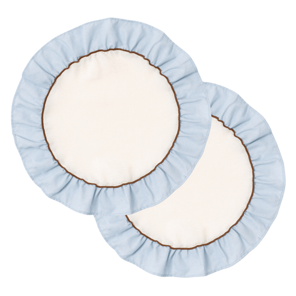 Round Ruffle Placemats Set (2), Blue-