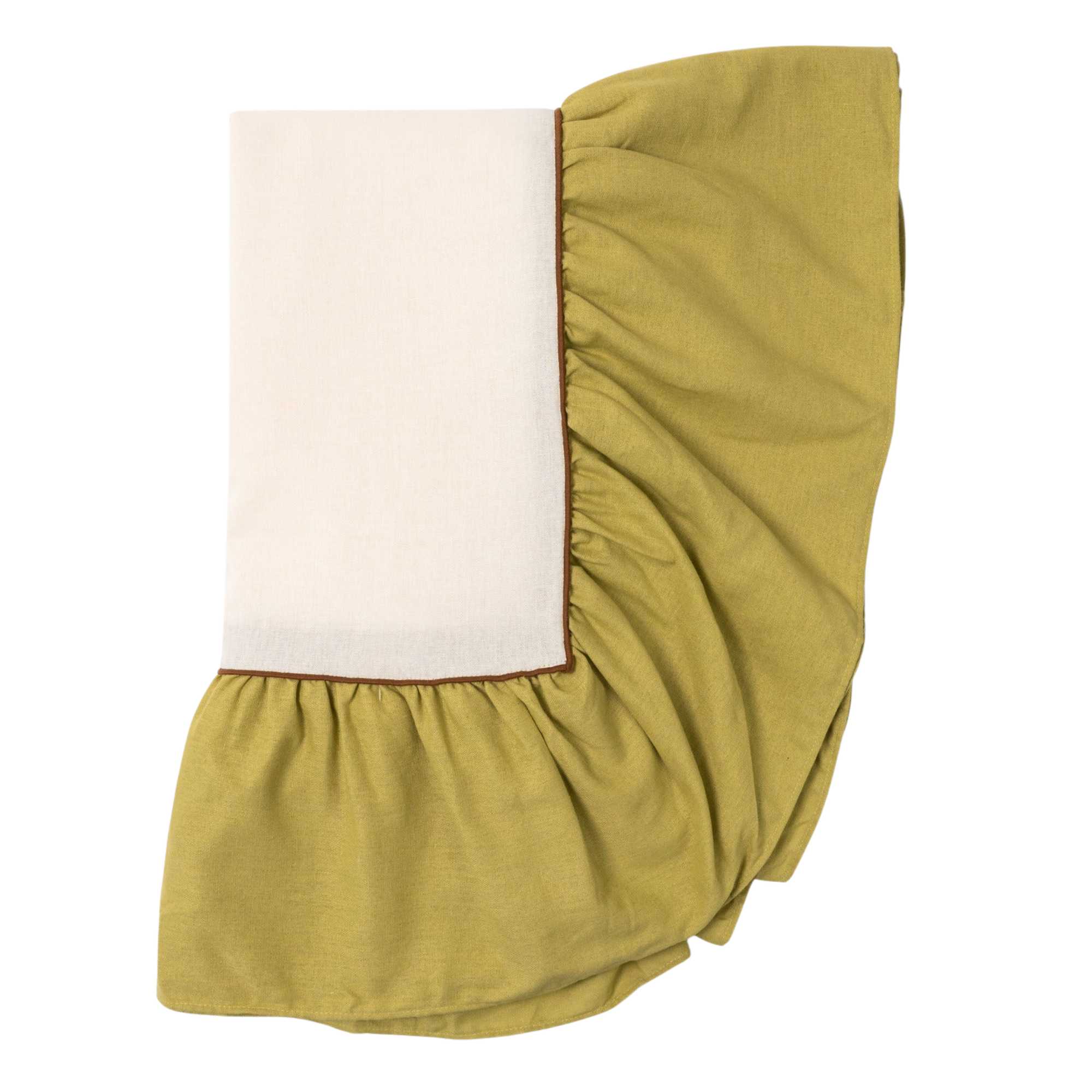 Ruffle Tablecloth, Ivory/Green