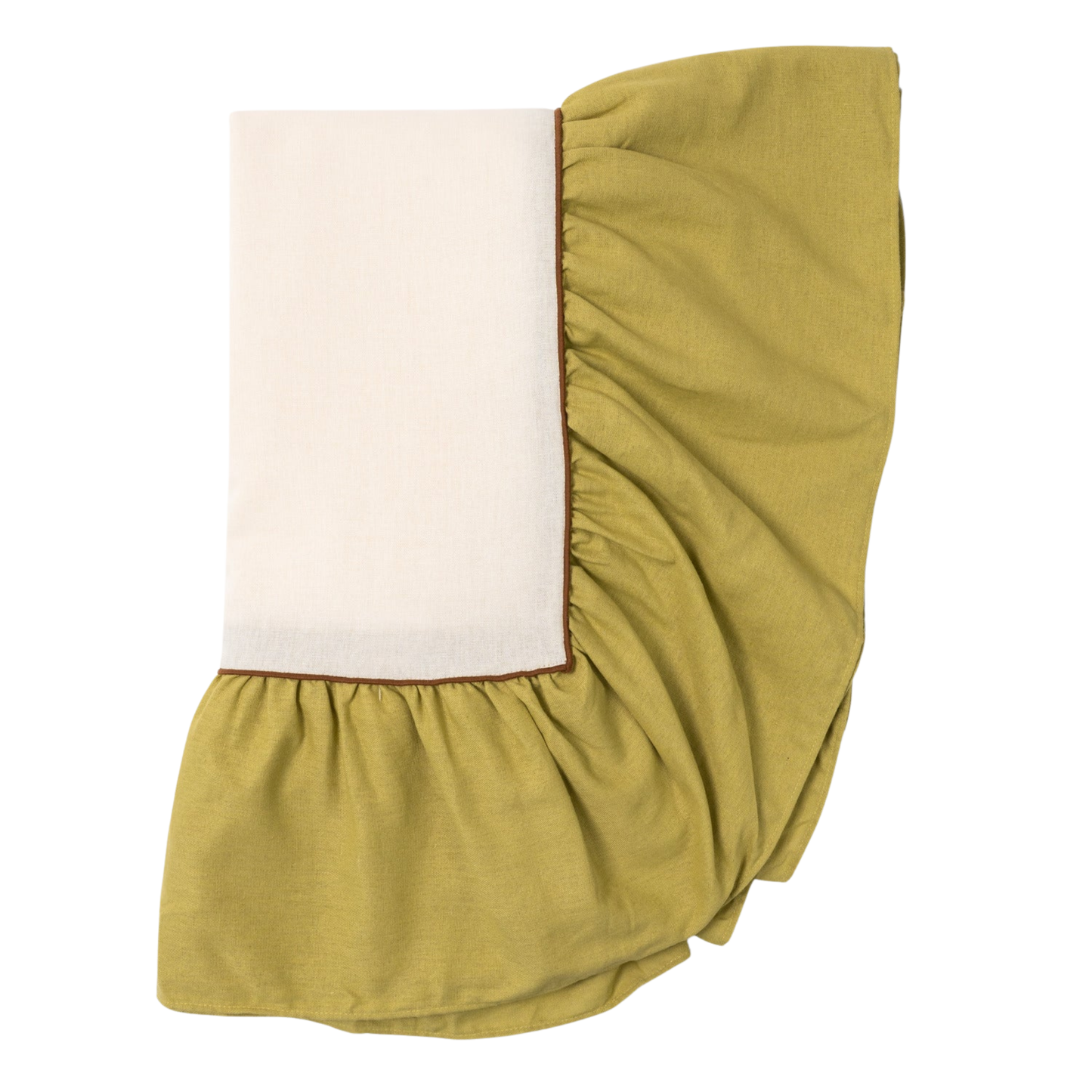 Ruffle Tablecloth, Ivory/Green