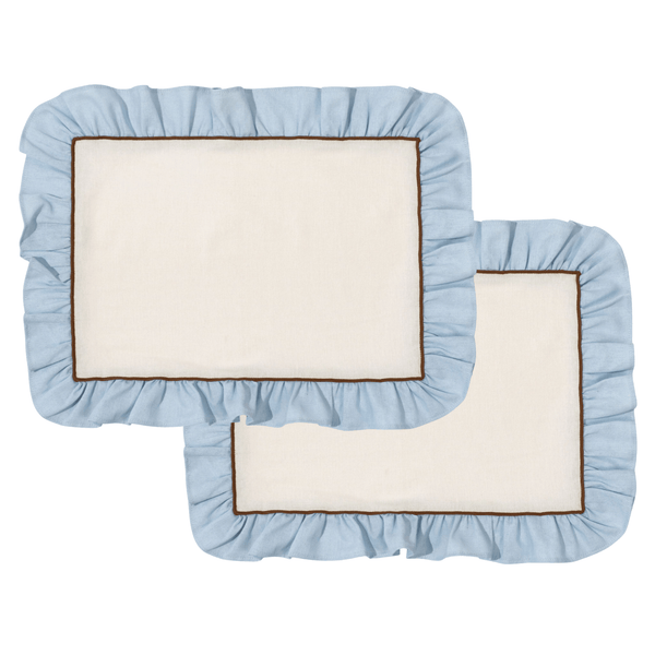 Placemats Set (2), Ruffle, Blue