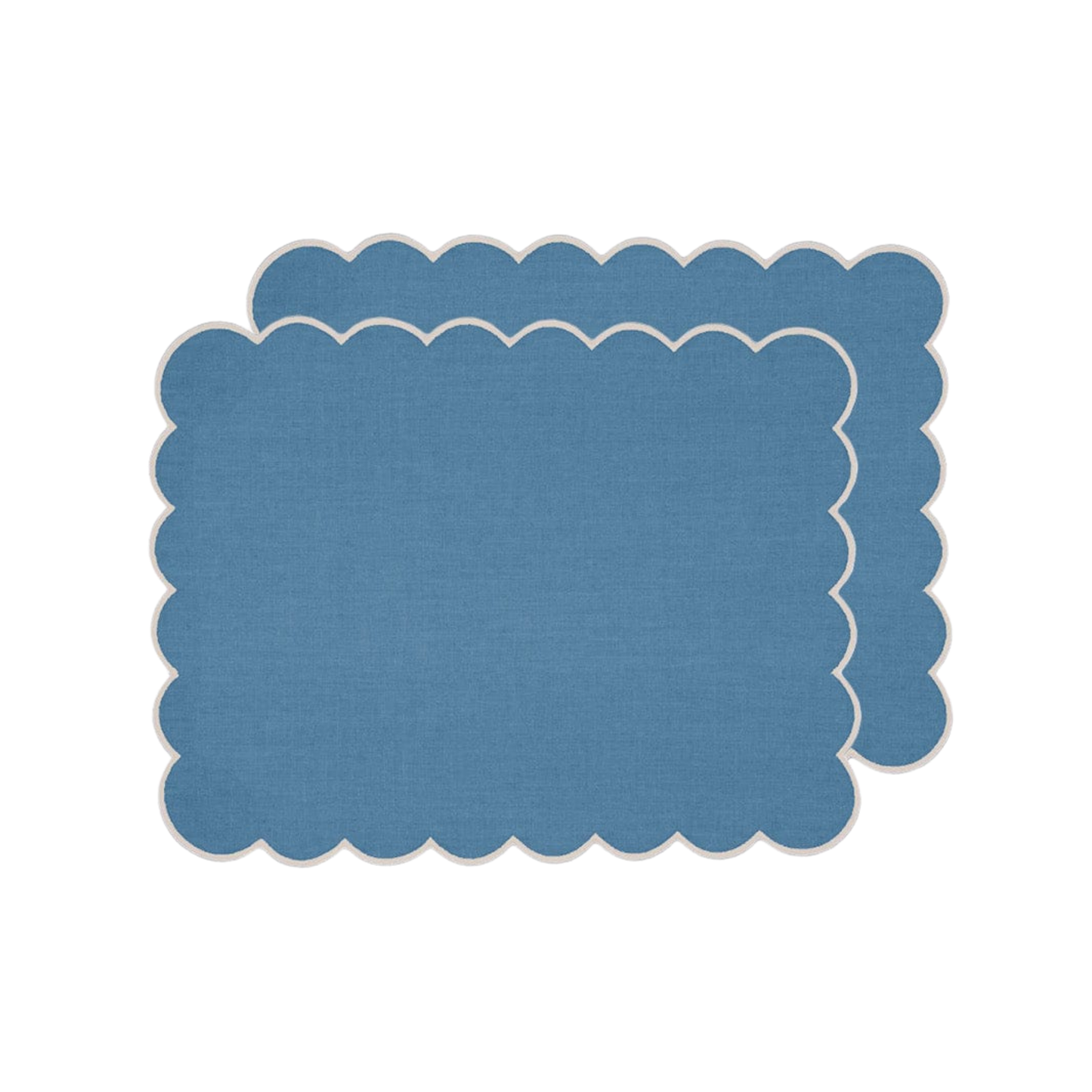 Zero-Waste Scalloped Linen Placemats Poppy Blue - Set of 2