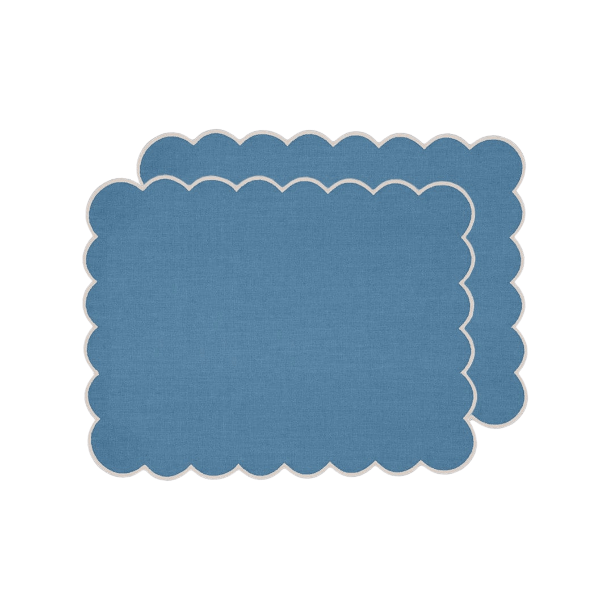 Zero-Waste Scalloped Linen Placemats Poppy Blue - Set of 2