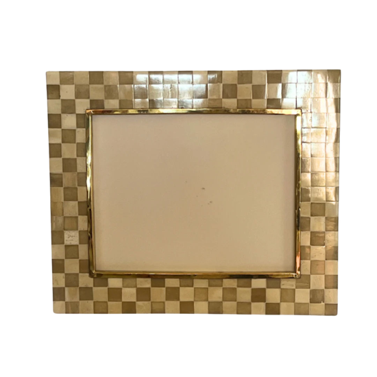 Large Photo Frame | Beige & White | Chequered