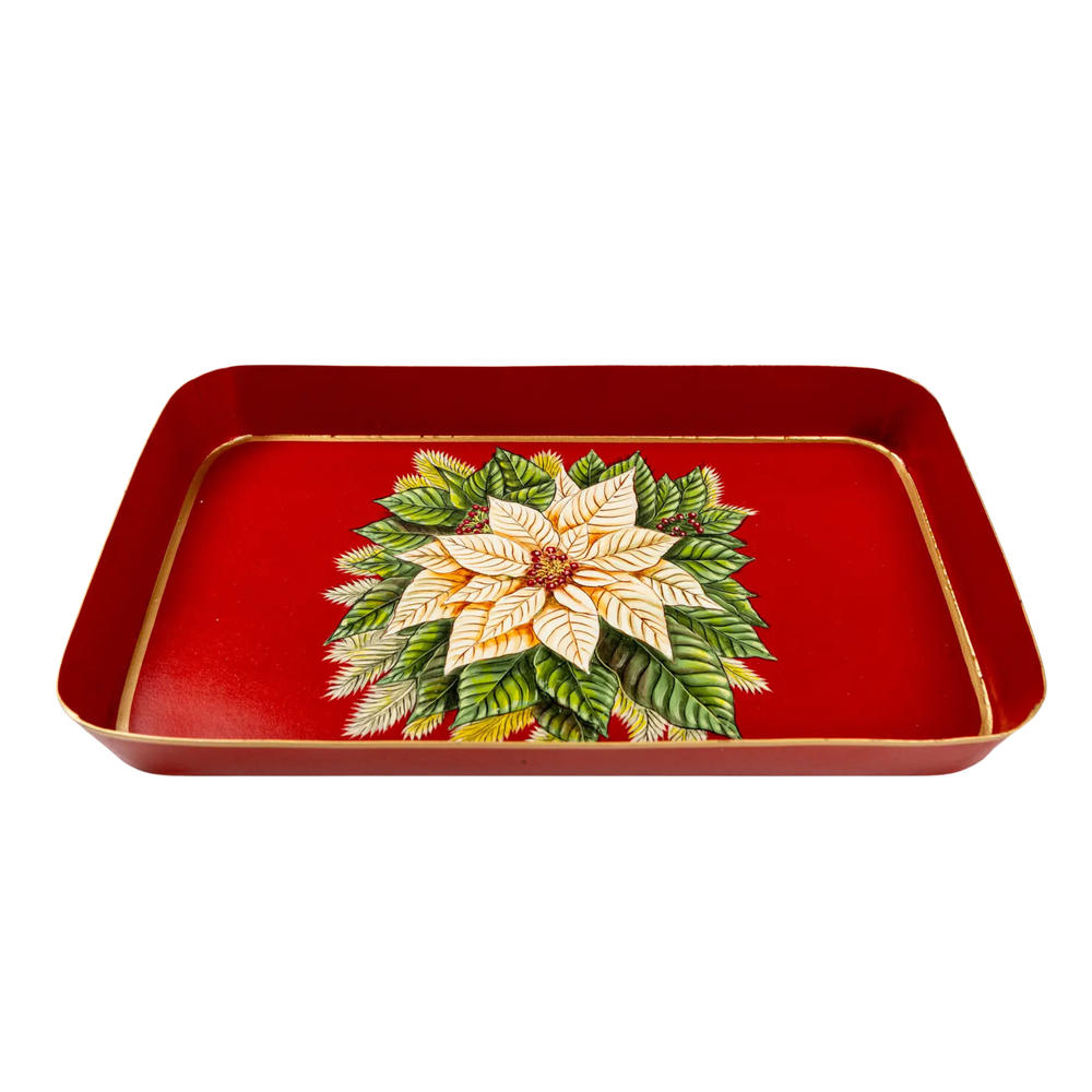 Hand-Painted Festive Decorative Iron Tray