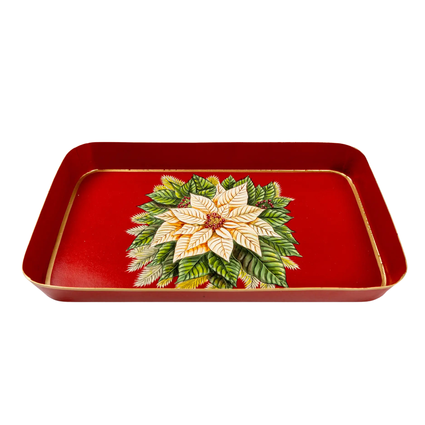 Hand-Painted Festive Decorative Iron Tray