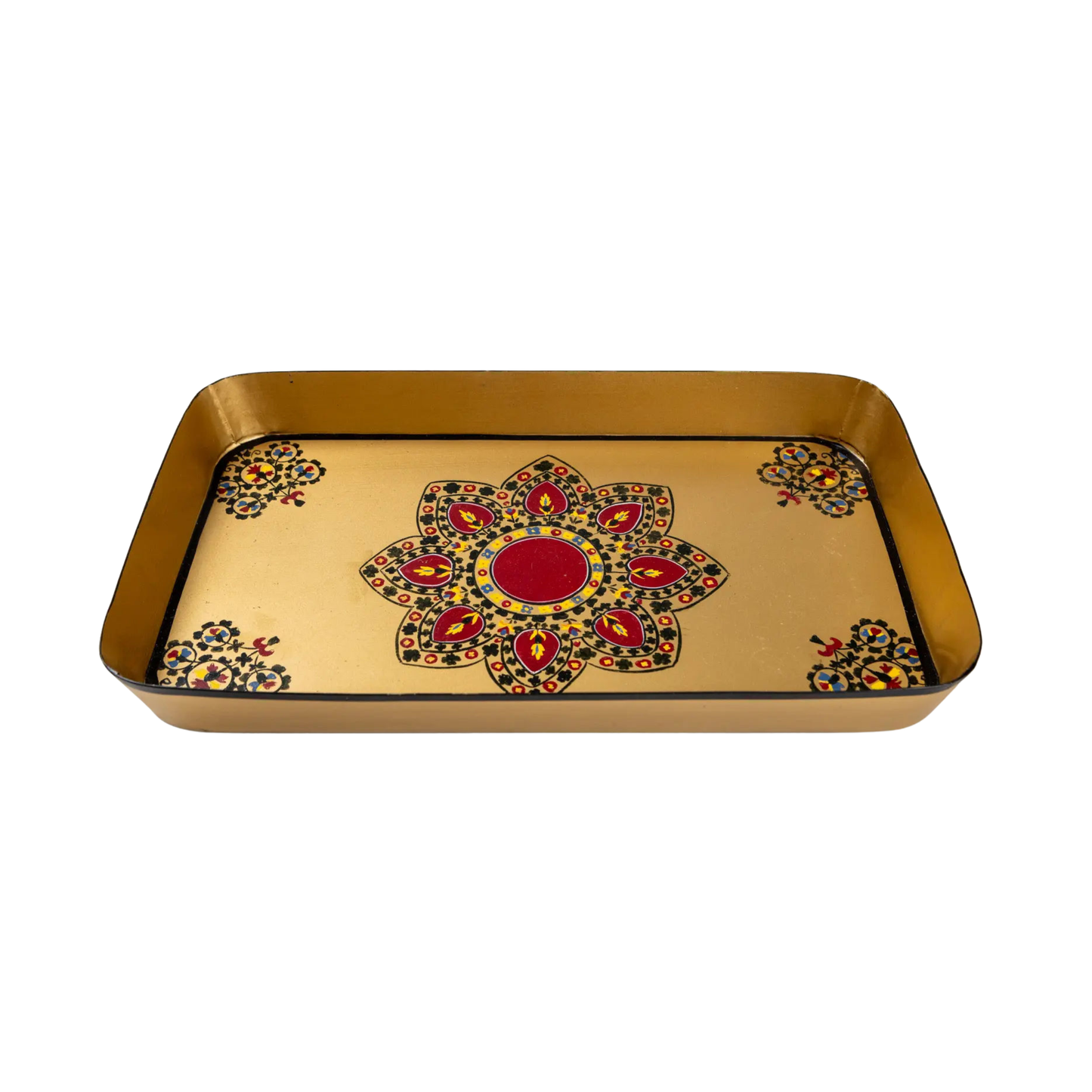 Hand-Painted Festive Decorative Iron Tray