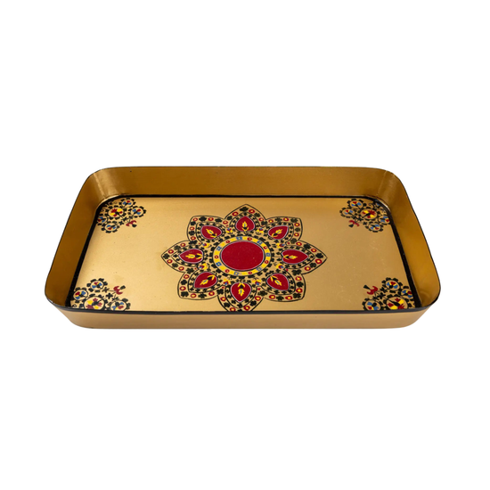 Hand-Painted Festive Decorative Iron Tray